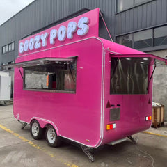 13ft Hot Pink Dual Axle Food Trailer with Custom 3D Roof Sign & LED Edge Lighting