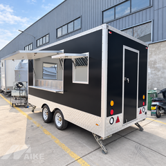 Black Double Axle Food Trailer with Multiple Serving Windows for Street Food and Catering