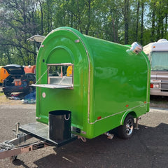 7.2ft Lime Green Round Top Food Trailer for Street Catering with Single Axle & Range Hood