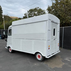 Matte Grey Vintage Food Truck [5m] - H-Van Style with Red Wheels (Industrial Look)