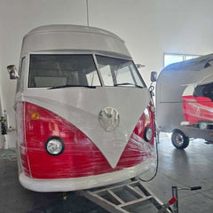 Red & White Vintage Food Trailer [5m] - Classic Combi Bus Style (Dual Axle)