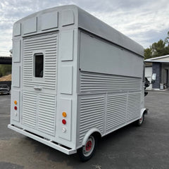 Matte Grey Vintage Food Truck [5m] - H-Van Style with Red Wheels (Industrial Look)