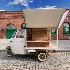10ft Cream & Gold Vintage Tricycle Food Cart with Enclosed Cargo Box
