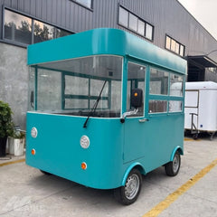 9.8ft Teal Mobile Food Cart for Coffee & Snacks with Panoramic Glass Windows