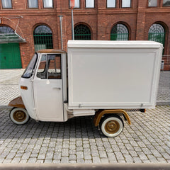 10ft Cream & Gold Vintage Tricycle Food Cart with Enclosed Cargo Box