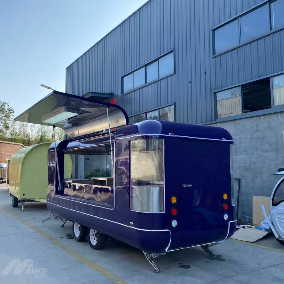 16ft Deep Purple Modern Rounded Food Trailer for Street Food with Dual Axle, Panoramic Window & LED Trim