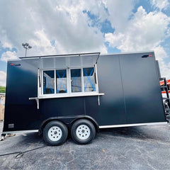 Custom Black Food Trailer with Serving Window Mobile Kitchen for BBQ, Coffee and Street Food