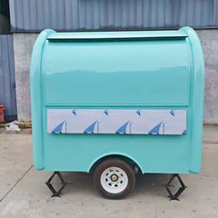 7.2ft Teal Round Top Food Trailer for Mobile Coffee & Bubble Tea with Built-in Sinks & Foldable Counter