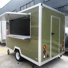 Olive Green Compact Food Trailer with Serving Window for Coffee, Snacks and Street Food