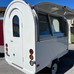 Minimalist White Round-Top Food Trailer [2.2m] - Compact Mobile Concession Cart (Single Axle)
