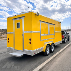 Yellow Double Axle Food Trailer with Commercial Kitchen for BBQ, Burgers and Street Food