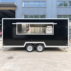 Black Double Axle Food Trailer with Commercial Kitchen for Burgers, BBQ and Street Food