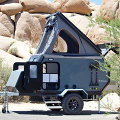 Rugged Off-Road Camper Trailer with Roof Tent - Towable Overlanding Cabin