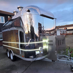 Mirror Finish Aero-Style Concession Trailer - Premium Silver Mobile Kiosk