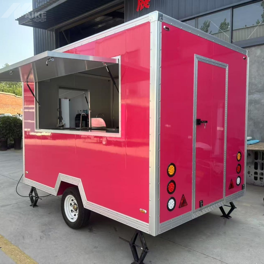 Hot Pink Enclosed Food Trailer - Compact Single Axle Dessert Cart