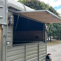 Rustic Sage Green Horsebox Food Trailer - Wood Paneling & Dual Axle
