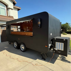 Premium Food Trailer Black Mobile Coffee Bar Catering Street Food Unit