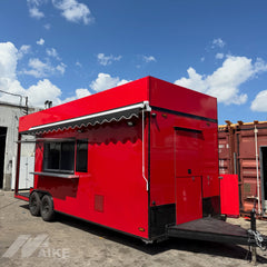 Red Pizza Food Trailer with Wood-Fired Oven and Commercial Kitchen for Events and Street Food