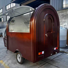 Retro Brown Three Wheel Food Truck with Mobile Kitchen for Coffee, Snacks and Desserts