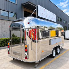 Silver Mirror Finish Food Trailer with Commercial Kitchen for BBQ, Burgers and Street Food