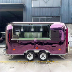 Purple Mirror Finish Food Trailer with Stainless Steel Kitchen for Coffee, BBQ and Street Food