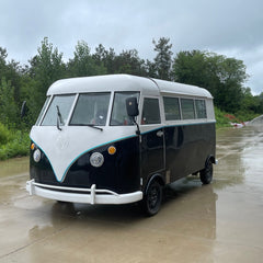 Vintage Camper Style Food Truck - Two-Tone Black & White