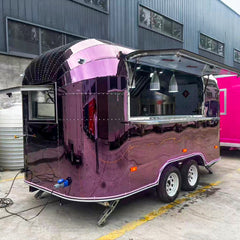 Purple Mirror Finish Food Trailer with Stainless Steel Kitchen for Coffee, BBQ and Street Food