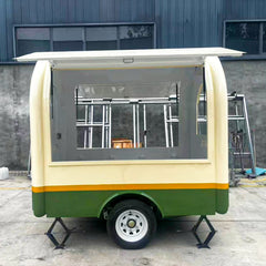 Cream Teardrop Food Trailer with Large Serving Window for Coffee, Desserts and Snacks