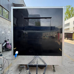 13ft Black Enclosed Food Trailer for Street Food Catering with Diamond Plate Trim & Menu Boards
