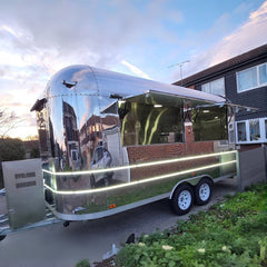Mirror Finish Aero-Style Concession Trailer - Premium Silver Mobile Kiosk