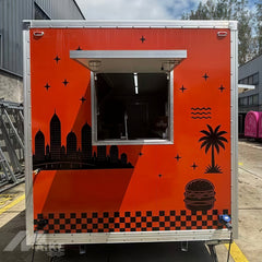 Red Double Axle Food Trailer with Commercial Kitchen for Burgers, BBQ and Street Food