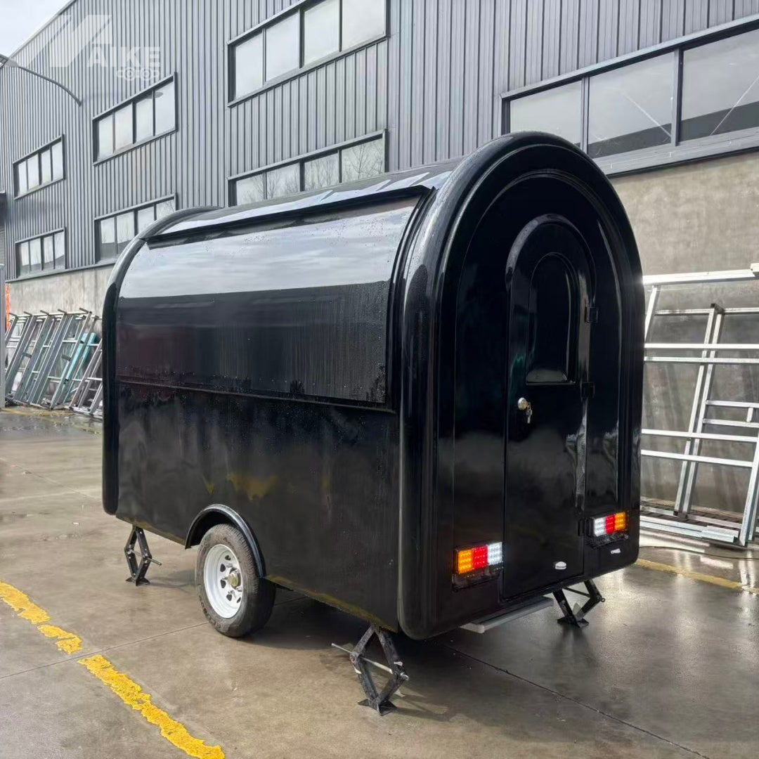Compact Black Food Trailer Mobile Coffee Ice Cream Street Food Stand