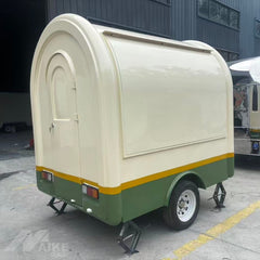Cream Teardrop Food Trailer with Large Serving Window for Coffee, Desserts and Snacks