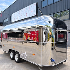 Silver Mirror Finish Food Trailer with Commercial Kitchen for BBQ, Burgers and Street Food