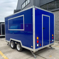Custom Blue Food Trailer with Dual Serving Windows Mobile Kitchen for Coffee, BBQ and Street Food