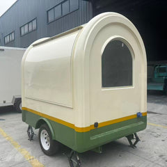Cream Teardrop Food Trailer with Large Serving Window for Coffee, Desserts and Snacks