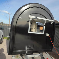 7.2ft Black Round Top Food Trailer for Coffee & Snacks with Single Axle & Diamond Plate Skirt