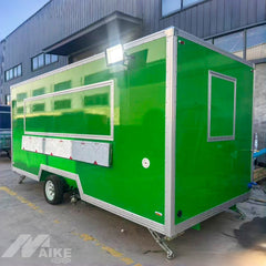 Green Double Axle Food Trailer with Stainless Steel Kitchen for BBQ, Burgers and Street Food