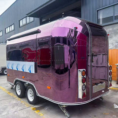 Purple Mirror Finish Food Trailer with Stainless Steel Kitchen for Coffee, BBQ and Street Food