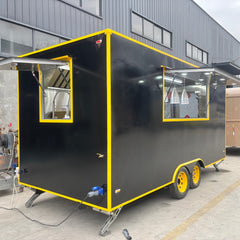 Black Mobile Food Trailer Concession Catering Street Food Coffee Burger Van