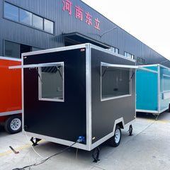 Compact Black Food Trailer with Serving Window for Coffee, Snacks and Street Food