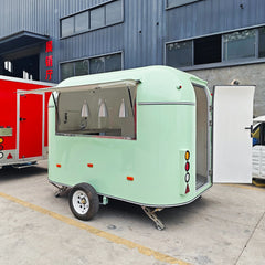 9.8ft Mint Green Retro Rounded Food Trailer for Mobile Coffee & Snacks with Single Axle & Pendant Lights