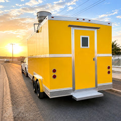 Yellow Double Axle Food Trailer with Commercial Kitchen for BBQ, Burgers and Street Food