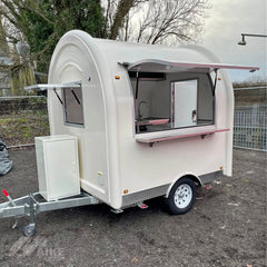 White Teardrop Food Trailer with Stainless Steel Kitchen for Coffee, Snacks and Desserts