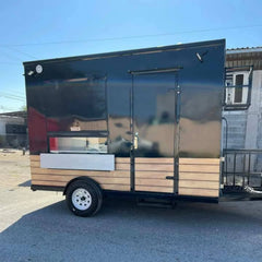 9.8ft Black & Wood Enclosed Food Trailer for Mobile Coffee & Street Food with Single Axle & Front Platform