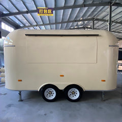 Cream Retro Food Trailer Concession Catering Mobile Kitchen Double Axle Unit