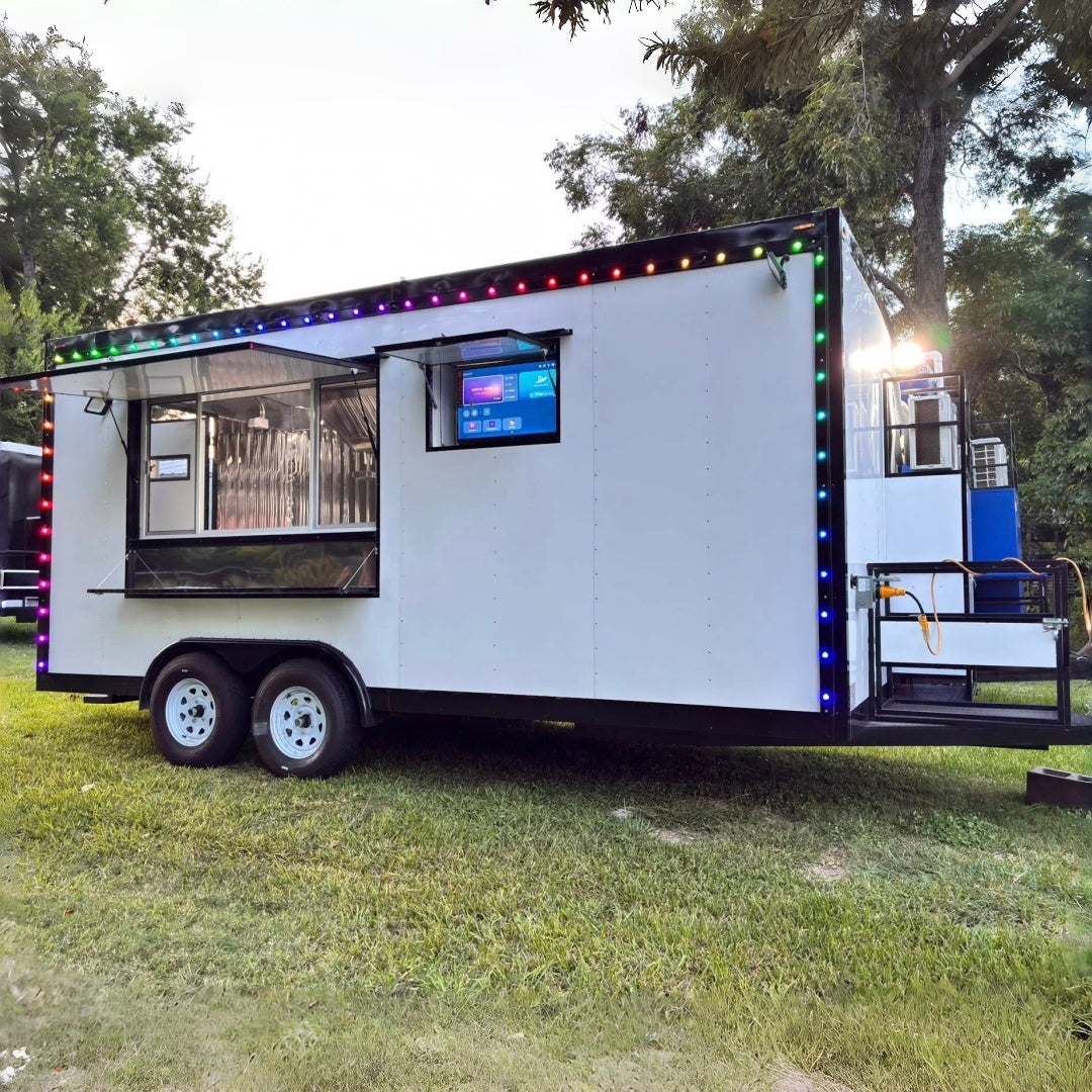 16ft Enclosed Food Trailer for Night Market Catering with LED Lights & Digital Menu