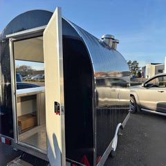 Mini Glossy Black Retro Trailer [2.2m] - Single Axle Mobile Kitchen with Roof Vents