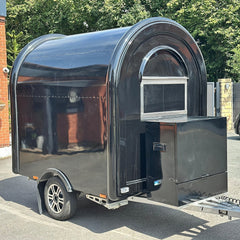 Mini Black Coffee Trailer [5.5ft] - Compact Round Mobile Cafe Cart