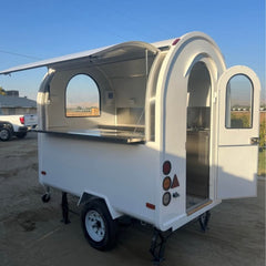 7.2ft White Mini Round Top Food Trailer for Coffee & Desserts with Single Axle & Arched Door